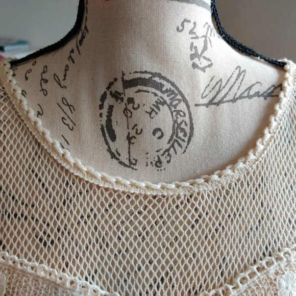 Flying Tomato Embroidered Flower Ivory Tassel Crochet Bohemian Mini Dress Size S - Picture 8 of 12